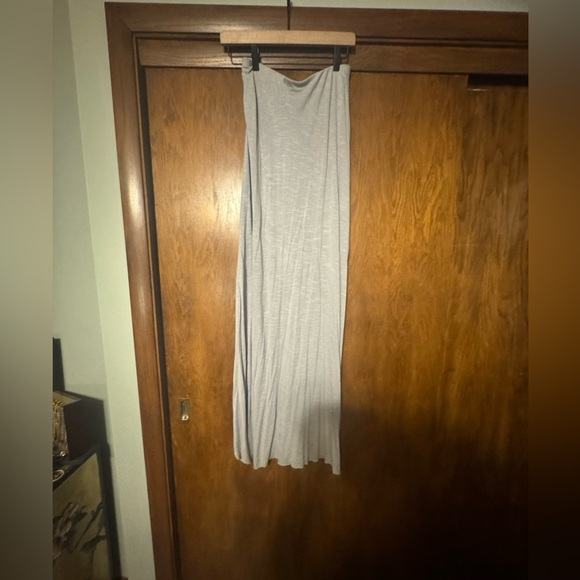 Free People Maxi Slubby Column Asymmetrical Skirt in gray lilac - Picture 6 of 8